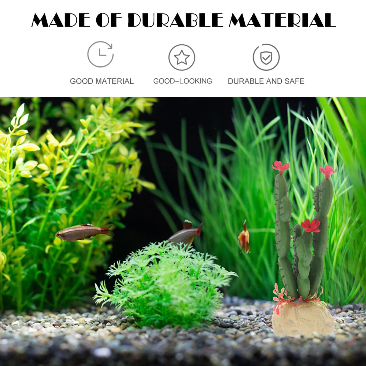 POPETPOP Artificial Cactus Plant-Simulation Plastic Aquatic Plants Aquarium Decoration Landscaping Fake Cactus Figurine Reptile